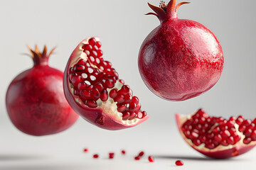 Pomegranate pieces floating
