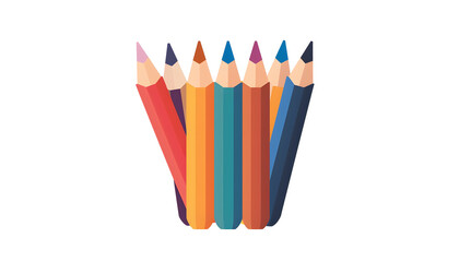 Fototapeta premium A Spectrum of Creativity: Vibrant colored pencils stand ready to unleash artistic potential, isolated on white. 