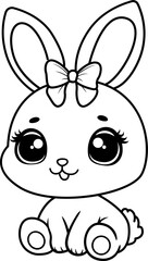 bunny line art for coloring page