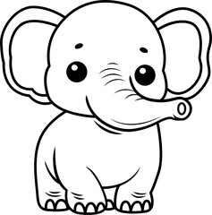 elephant line art for coloring page