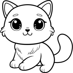 cat line art for coloring page