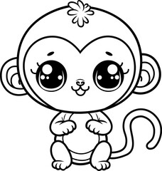 monkey line art for coloring page