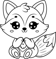 fox line art for coloring page