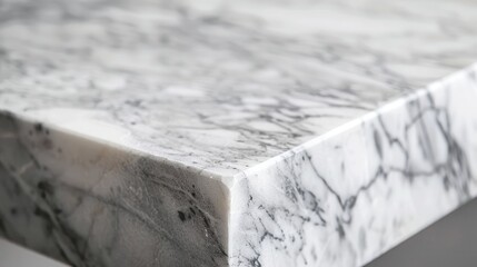 Close-up of mitred corner on marble bench top
