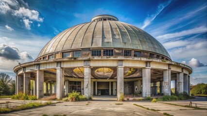 Fototapeta premium Abandoned ruins of an Art Deco future world pleasure dome construct , Art Deco, future world, abandoned