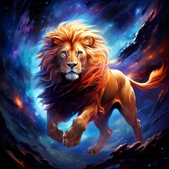 lion in the night sky