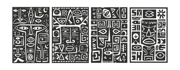 Hawaiian abstract Tribal Pattern Vector Collection ,generative ai