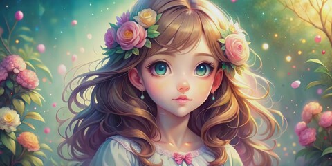 Beautiful and enchanting creature of a cute girl, fantasy, magical, dreamy, whimsical, ethereal, mystical