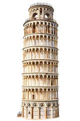 Leaning tower of Pisa in Tuscany, Italy landmark isolated on transparent background, png file