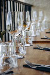 Set table on the terrace of a restaurant in the south of France
