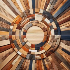 Fototapeta premium A background consisting of pieces of wood arranged in a circular design.