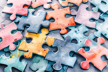 Fototapeta premium Colorful puzzle pieces