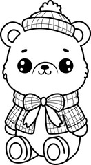 bear line art for coloring page