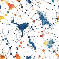 Watercolor constellation maps seamless repeating pattern, minimal pattern, high contrasty 