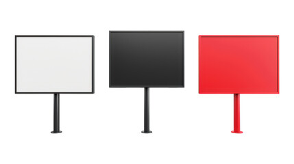 Collection Of Mixed Advertising Signs Black White And Red For Promotional Campaigns And Marketing isolated on transparent background. Generative ai