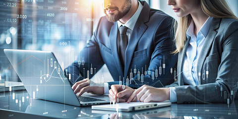 Professional Analysts Examining Rising Market Trends on Multiple Displays