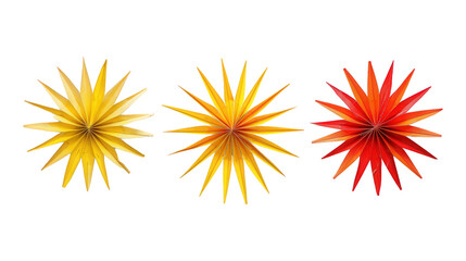 Fototapeta premium Collection Of Varieties Of Decorative Sunbursts Yellow Orange And Red For Festive Ads And Marketing isolated on transparent background. Generative ai