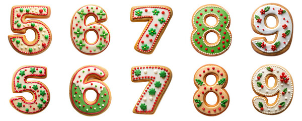 Christmas cookie number isolated on transparent background PNG file