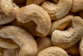 pile of cashew nuts close up top view