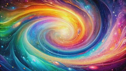 Obraz premium Iridescent rainbow galaxy space swirl abstract acrylic background, psychedelic, trippy, artwork, colorful, vibrant, swirl