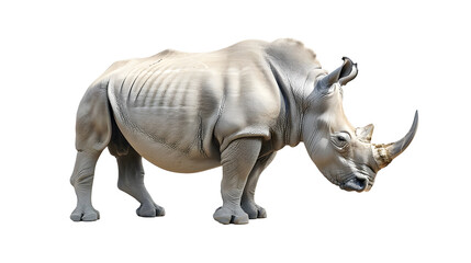 White Rhinoceros on White Background
