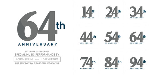 anniversary logotype set vector, black color for special day celebration