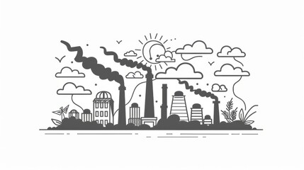 Obraz premium Air Pollution Line icon, Sketch Design, Pixel perfect, Editable stroke. Carbon, Environment, Environmental Pollution, Ecology, Green Energy, Global Warming