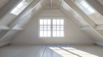 Obraz premium Attic with dormer and white window