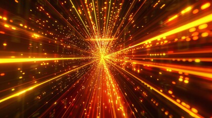 Naklejka premium Abstract futuristic technology abstract background with lines for network, big data, data center, server, internet, speed. yellow and red neon lights into digital technology tunnel