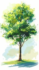 Obraz premium Arbor Day. Picture of a tree. illustration for a holiday. Symbol of arboriculture, forests, agriculture