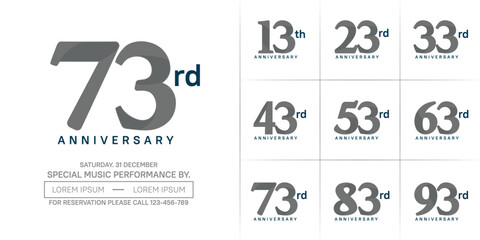 anniversary logotype set vector, black color for special day celebration