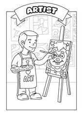 Artist themed Occupations Coloring Pages for Kids