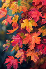 Fototapeta premium Vibrant Autumn Leaves on a Branch