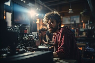 Fototapeta premium portrait of a worker , generative ai