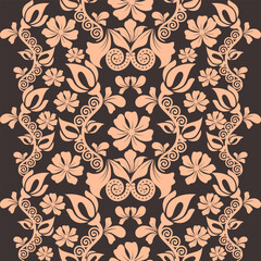 floral fabric pattern peach fuzz colored  for print blankets, pillows, bed sheets, satin, skirts, carpets 