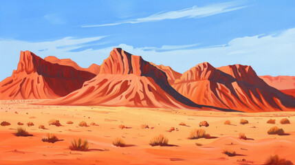 Naklejka premium Colorful Desert Landscape with Red Rock Formations