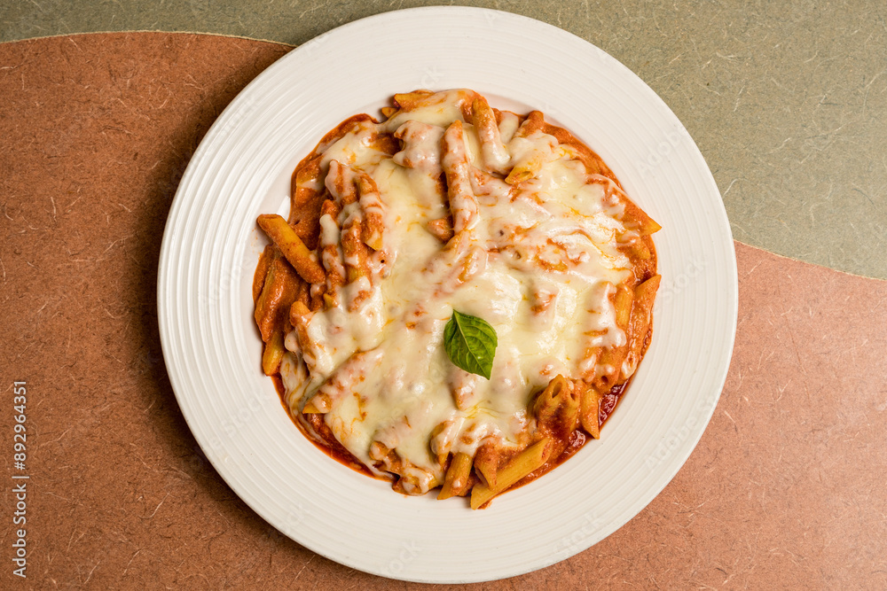 Poster baked ziti on a plate