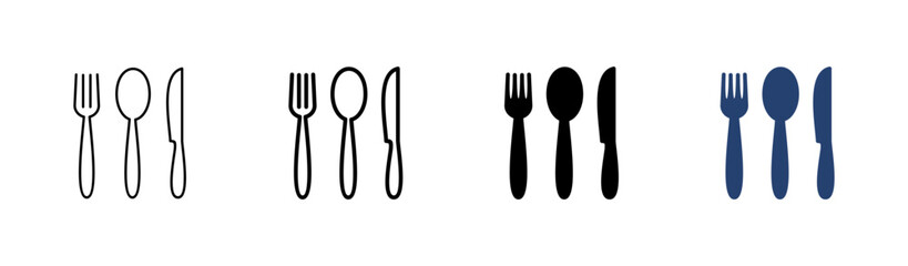 spoon and fork icon set. spoon, fork and knife icon vector. restaurant icon