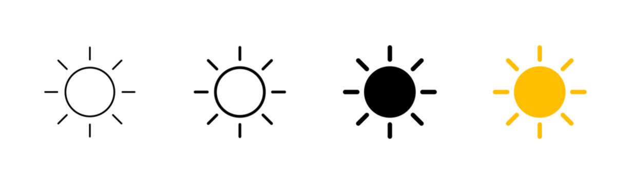 Sun icon set. Brightness Icon vector