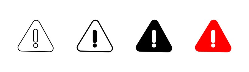 Exclamation danger sign. attention sign icon set. Hazard warning attention sign