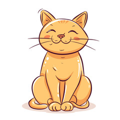 Obraz premium A Charming Line Art Depiction Of A Cat, Cartoon Illustration