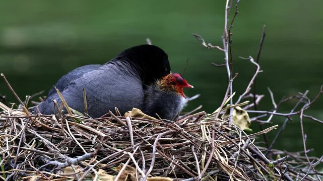 Common coots (Fulica atra), Germany, Europe