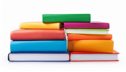 stack of colorful books isolated on white background