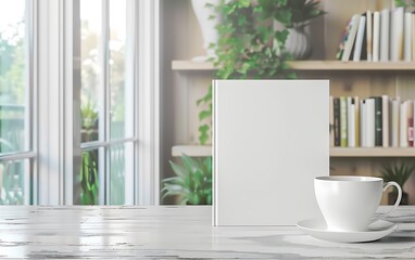 Fototapeta premium White Book and Coffee Cup on Table