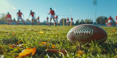 Rugby Practice: Players Preparing for a Competitive Game, Rugby Field: Intense Training Session Captured in Action"