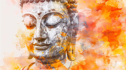 buddha head watercolor illustration