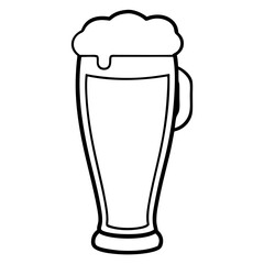 Line art, draft beer with foam