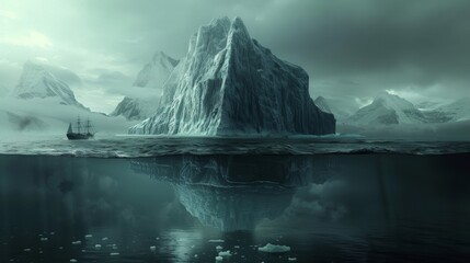 Naklejka premium 水面と氷山 
