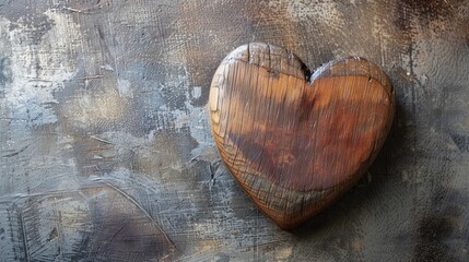 Naklejka premium Wooden heart on aged background with room for text