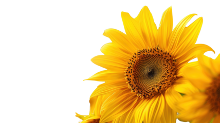 photos of sunflowers, isolated on white background, graphic resource, overlay banner